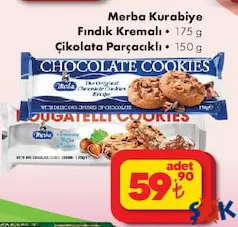 MERBA KURABİYE FINDIK KREMALI/ÇİKOLATA PARÇACIKLI
